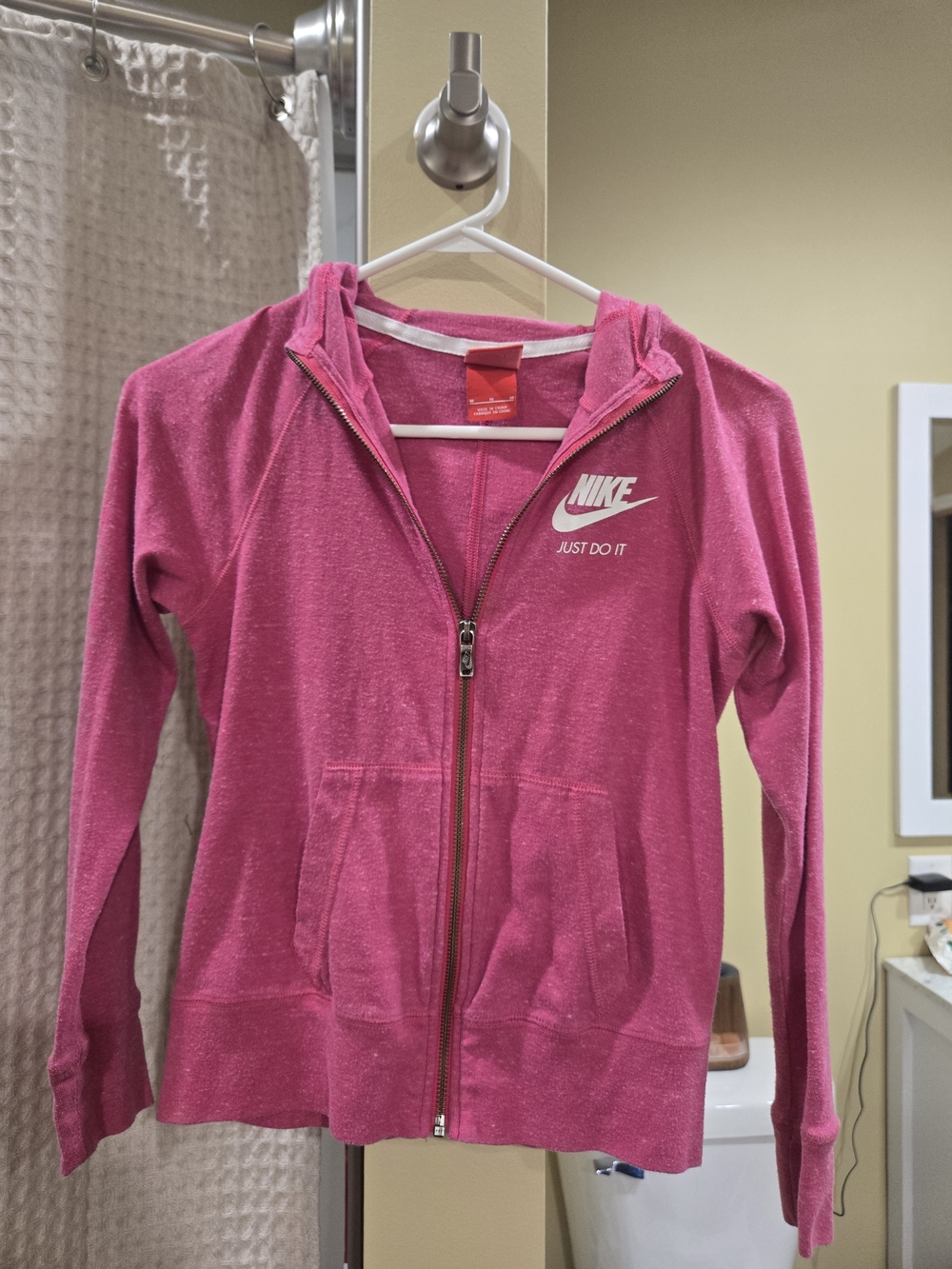 Girls Medium Nike Hot Pink Cotton Blend Full-Zip Hoodie Back To School Clothes
